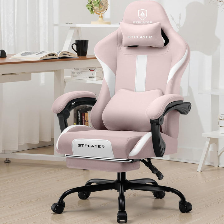 GTPLAYER Gaming Stuhl Bürostuhl Ergonomisch Gaming Sessel mit Kopfstütze und Cloud-Lendenkissen, Gep