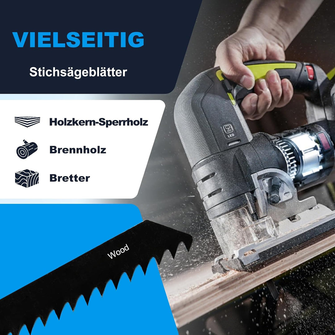25 tlg Stichsägeblätter,sägeblätter stichsäge Zubehör | T-Schaft Stichsägeblatt Set mit Aufbewahrung