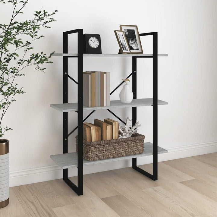 vidaXL Bücherregal Standregal Büroregal Wandregal Aktenregal Aufbewahrung Regal Deko Wohnzimmer Grau