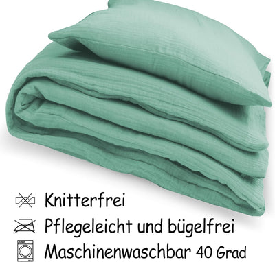 PinkZebra Baby Musselin - Bettwäsche 80 x 80 cm + 35 x 40 cm, Kinderbettwäsche aus ohne GMO 100% Bio