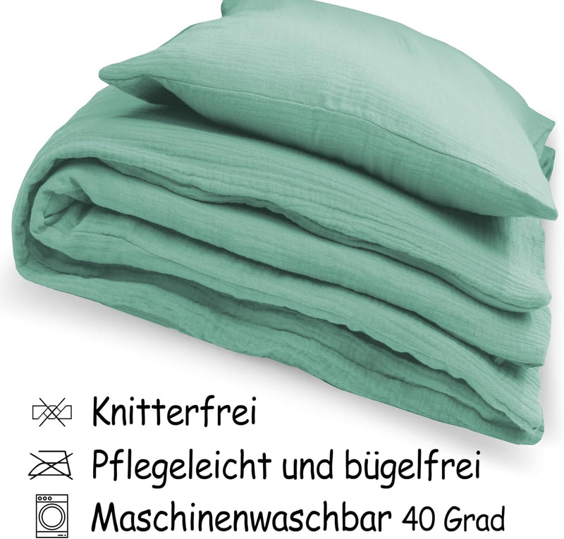 PinkZebra Baby Musselin - Bettwäsche 80 x 80 cm + 35 x 40 cm, Kinderbettwäsche aus ohne GMO 100% Bio