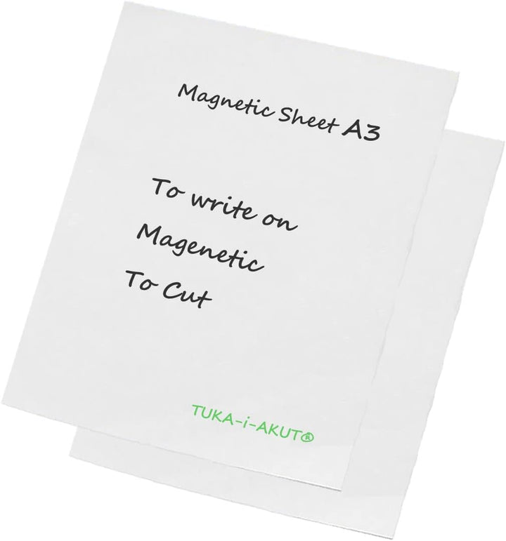 TUKA-i-AKUT 2x A3 Magnetfolie zum Beschriften und Zuschneiden, Flexibel Magnet Tafelfolie Magnetplät
