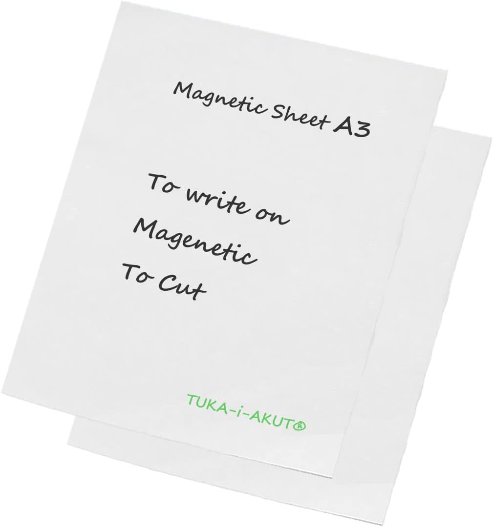 TUKA-i-AKUT 12x A3 Magnetfolie zum Beschriften und Zuschneiden, Flexibel Magnet Tafelfolie Magnetplä