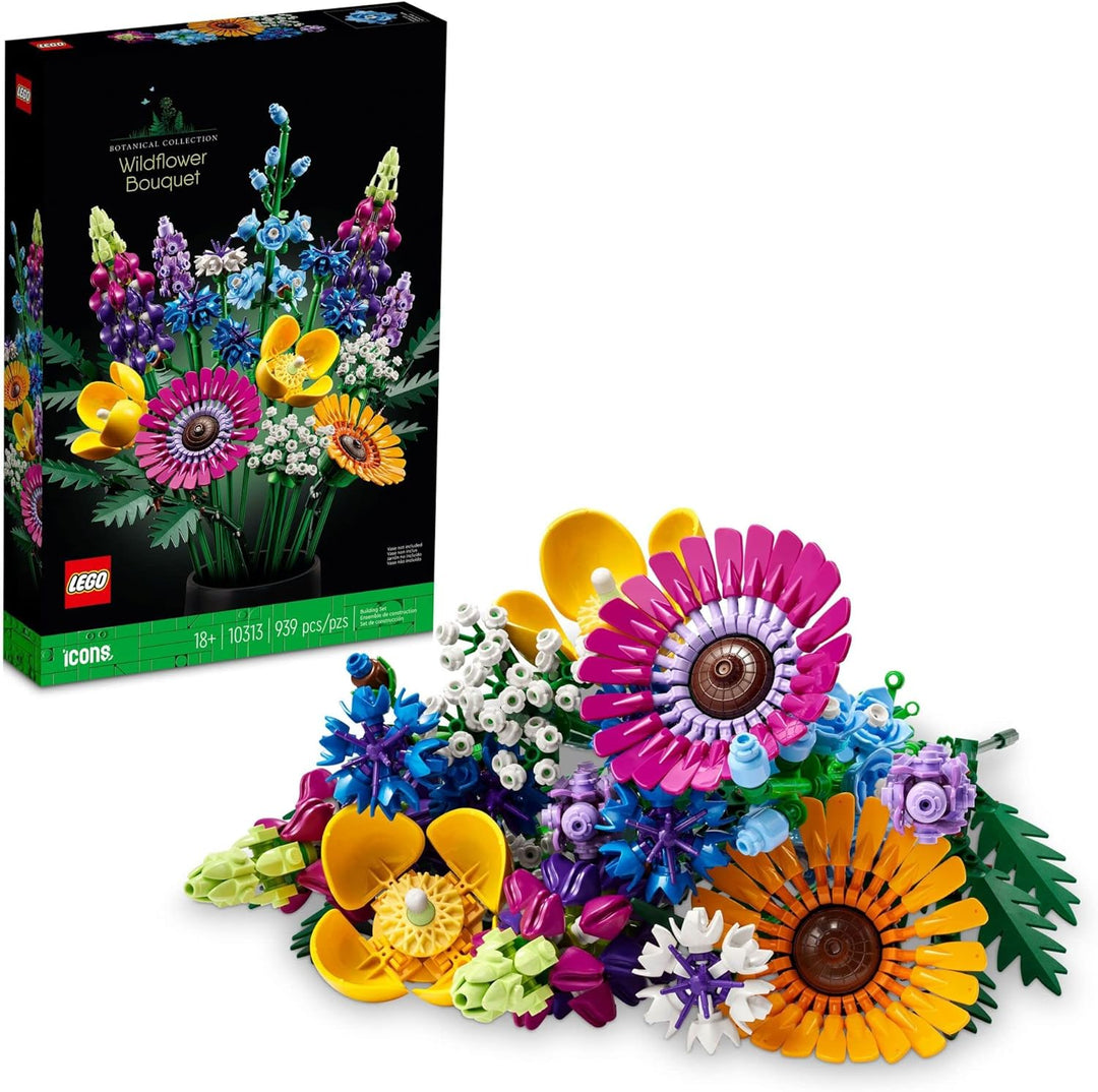 LEGO Icons Wildflower Bouquet 10313 Set - Künstliche Blumen mit Mohnblumen und Lavendel, Erwachsenen