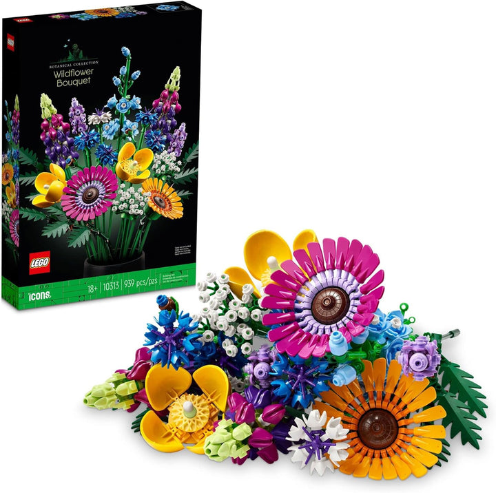 LEGO Icons Wildflower Bouquet 10313 Set - Künstliche Blumen mit Mohnblumen und Lavendel, Erwachsenen