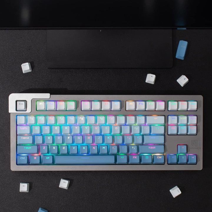 123 Tasten Double Shot PBT Tastenkappen OEM Profil Gradient Blue Backlit Keycaps für 61/87/104/108 C