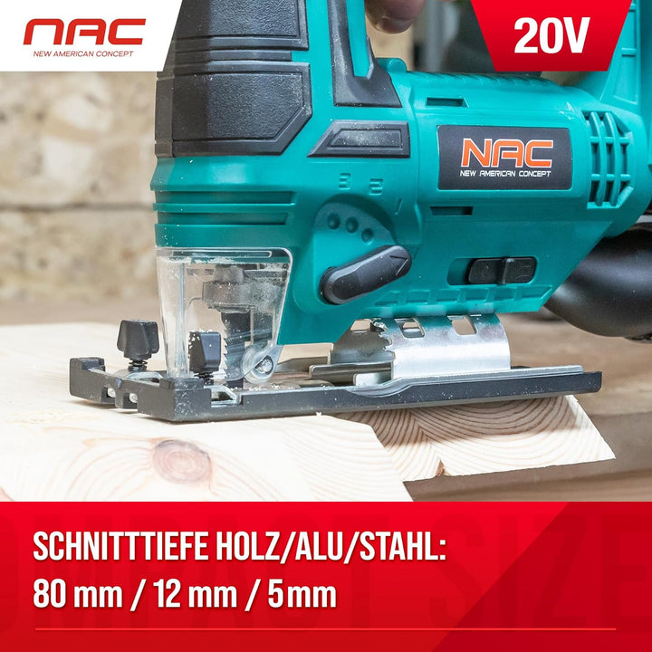 NAC NEW AMERICAN CONCEPT JS-20-LI-ST-20V Akku-Stichsäge, 420 W, Grün
