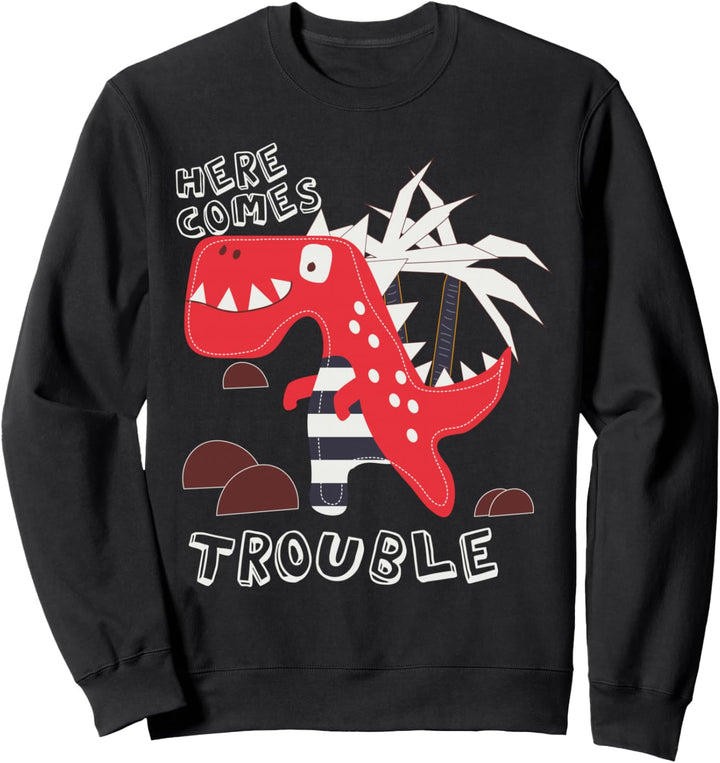 Hier kommt Ärger Dino niedlichen Dinosaurier Jungen Mädchen Sweatshirt