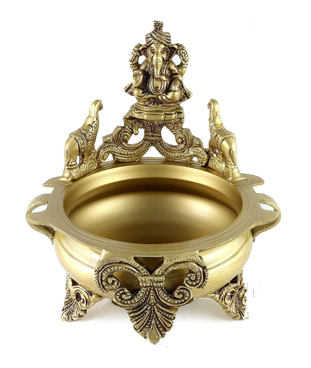 Taajoo Ganesha Design 19,1 cm Urli aus Messing, antikes Gelb, Standard