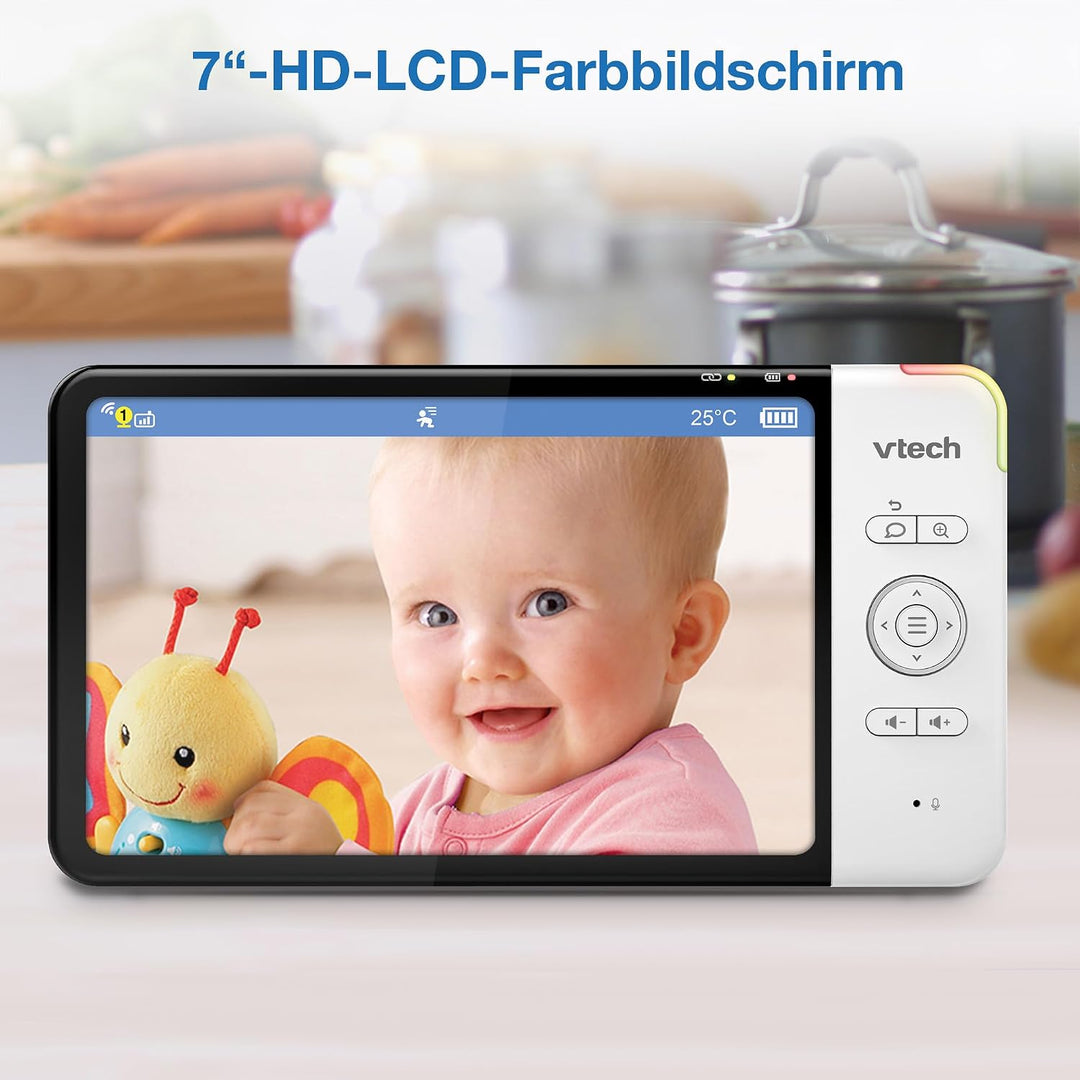 VTech Smart Babyphone mit 7"-HD-Farbbildschirm, WLAN, 2 Kameras mit 1080p-FHD-Kamera, kostenloser Ap