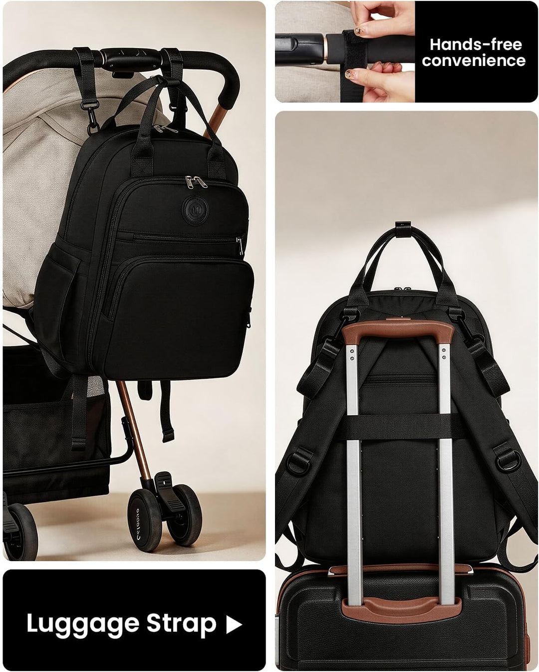 Miss Lulu Baby Wickelrucksack Gross Reiserucksack für Mama und Papa mit Kinderwagengurte Isolierter