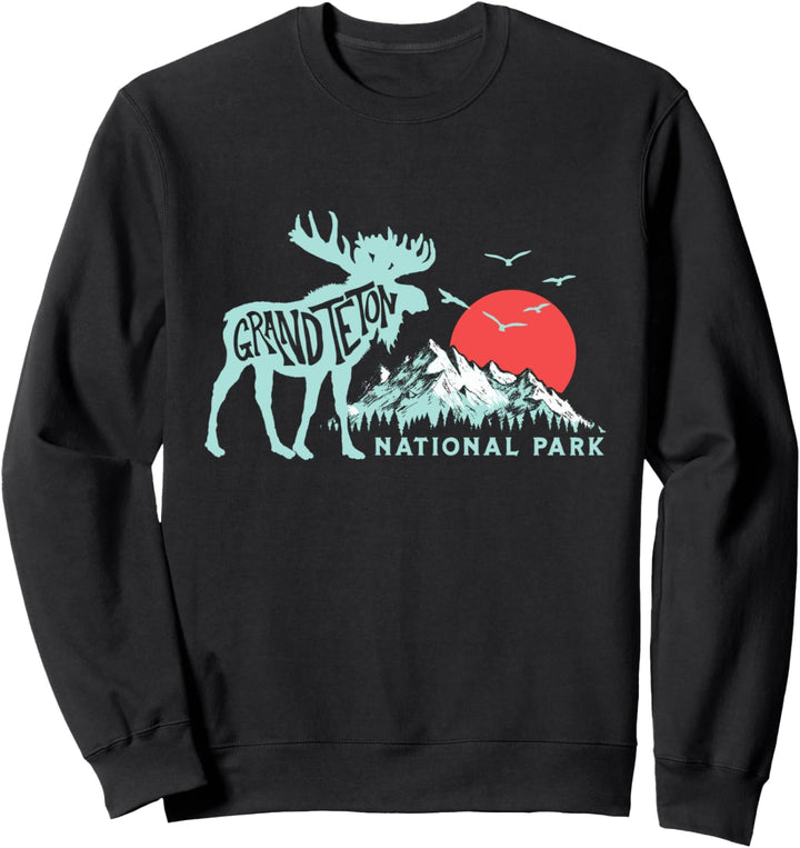 Grand Teton National Park Moose & Mountains Typography Sweatshirt