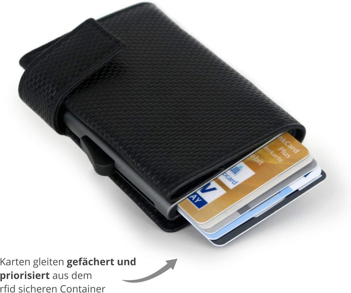 SecWal Kartenetui mit Münzfach Reissverschluss (Schwarz Osaka), Schwarz Osaka