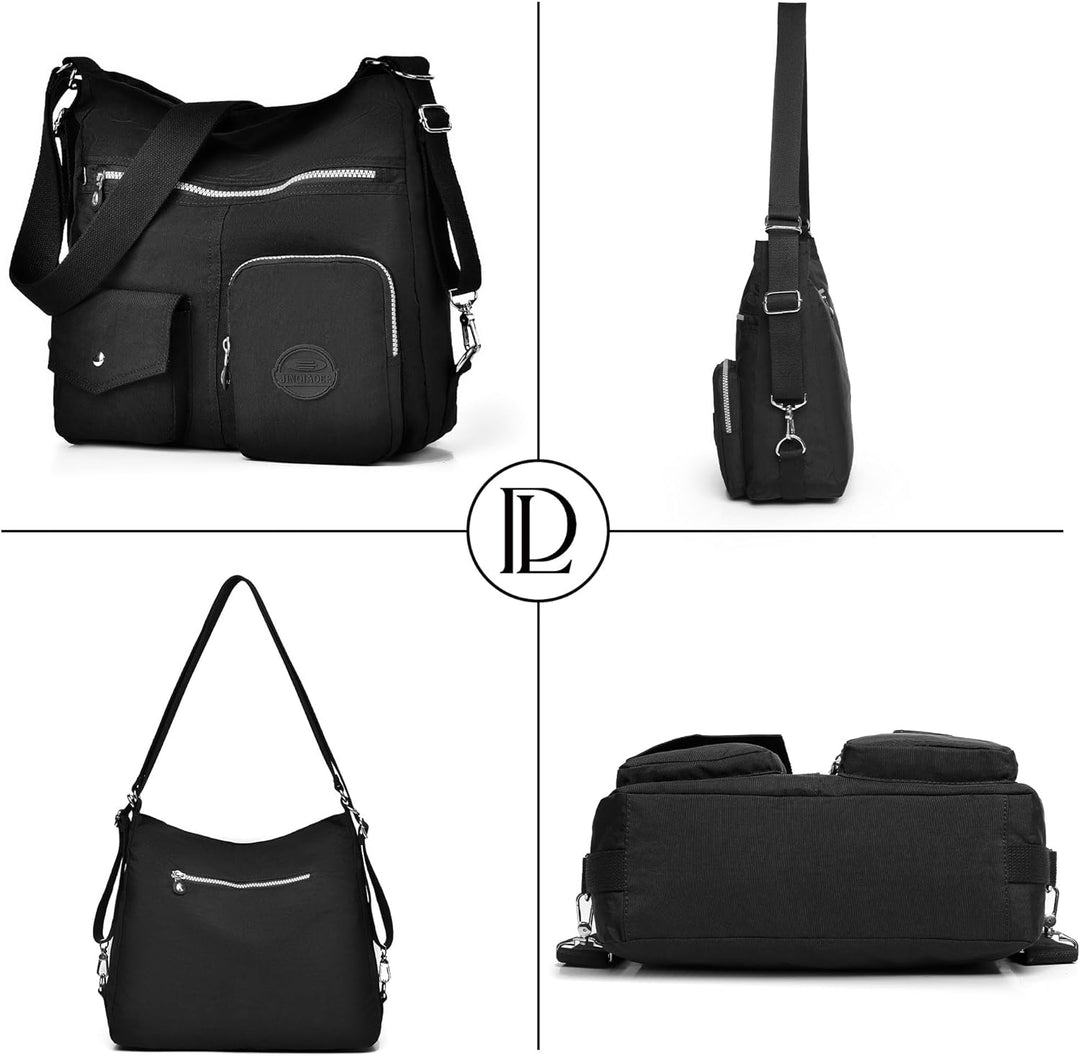 Multipurpose Hobo Purse for Women with Antitheft RFID, Waterproof Nylon Crossbody Bag Shoulder Handb