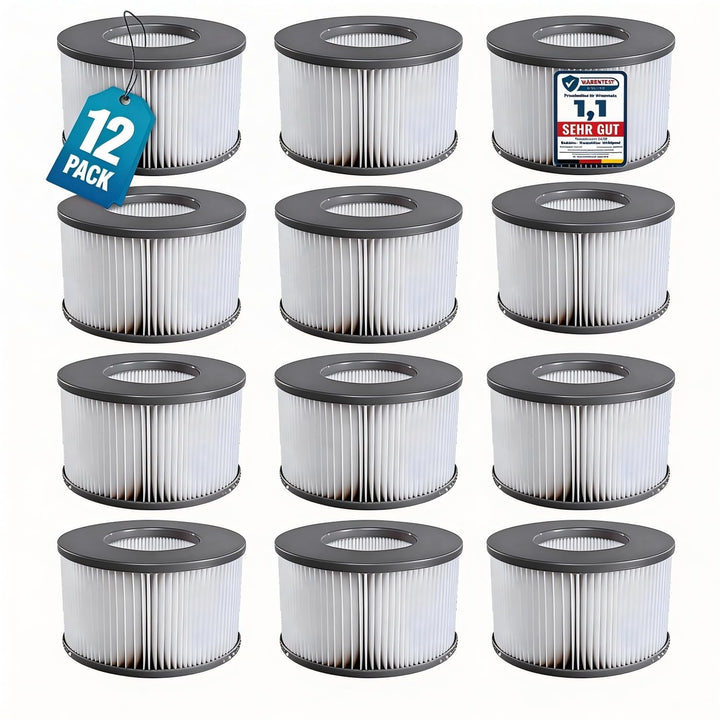 12er Set Ersatzfilter für MSPA Whirlpool-Filter-Kartuschen, Filter für Whirlpoal, für Heisse U-Boote