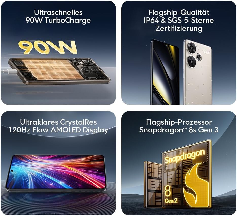 Poco F6 Smartphone, 12+512GB Handy ohne Vertrag, 120Hz 6,67'' Flow AMOLED, 50MP OIS Zweifach-Kamera,