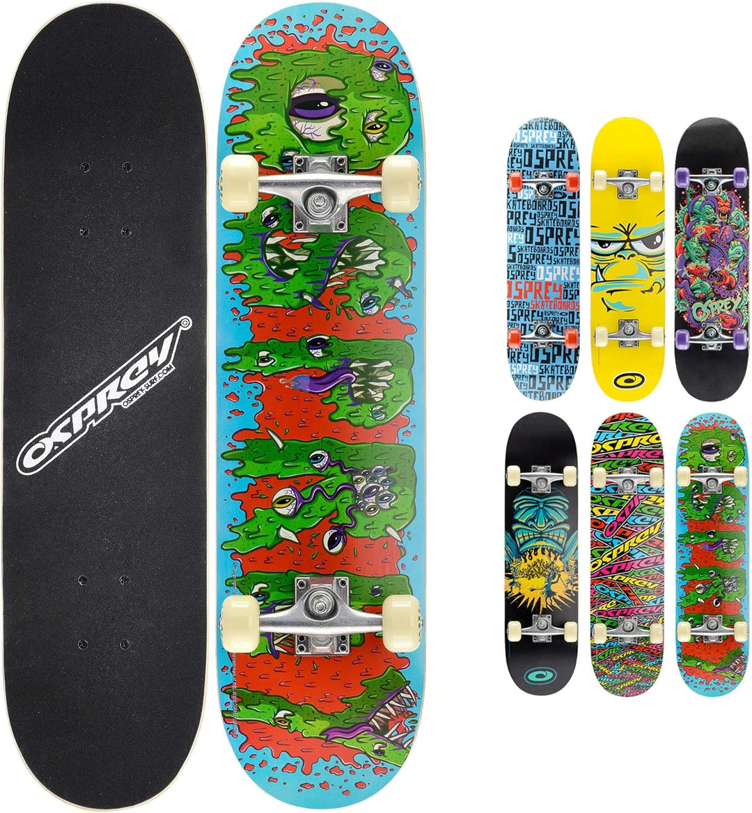 Osprey Absolute Anfänger Double Kick Trick Skateboard, 78,7 x 20,3 cm, Ahorndeck