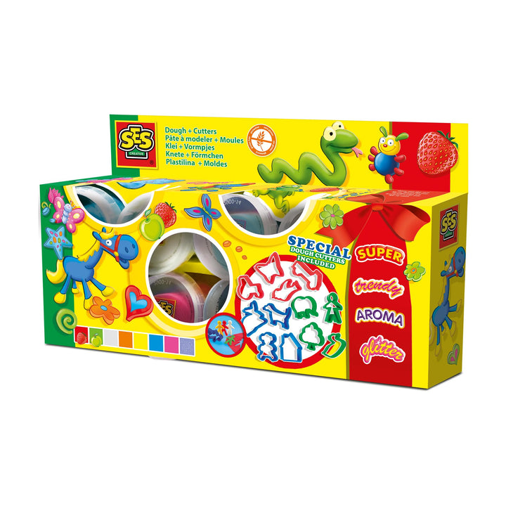 SES creative SES Super Dough, 8 Farben Knetmasse, Mehrfarbig