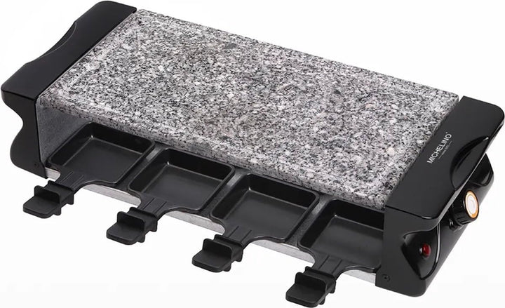 Michelino Raclett BBQ-Grill für 8 Personen mit 8 Steinplatte PP-Spateln Tischgrill Grill Platte mit