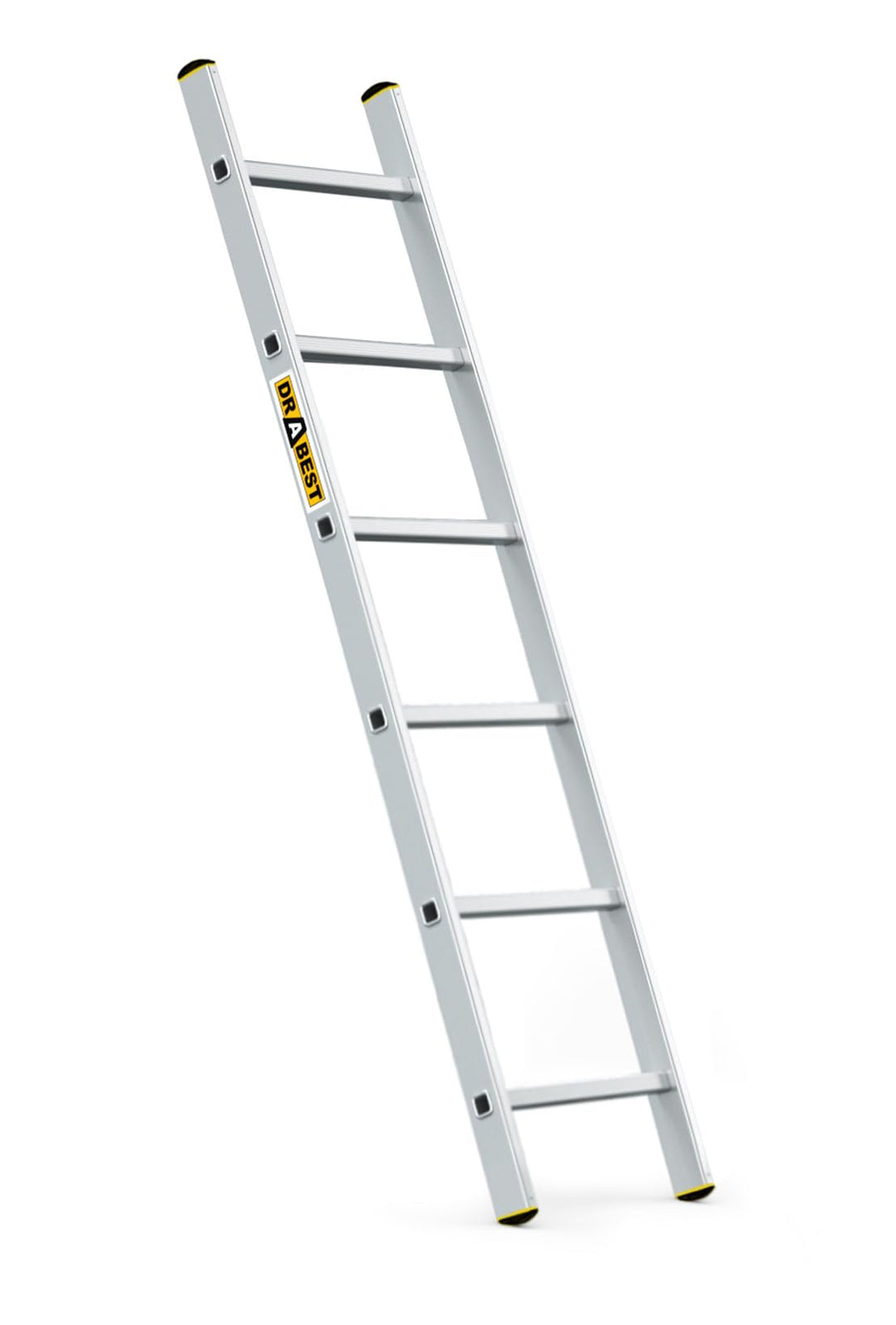 DRABEST Leiter PRO Serie Aluleiter 6 Sprossen Anlegeleiter bis 150 kg belastbar mit kostenloser Hake