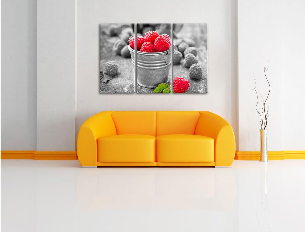 Pixxprint Früchte Eimer Obst Fruit Food als Leinwandbild/Grösse: 3 Teilig (120x80 cm) cm/Wandbild/Ku