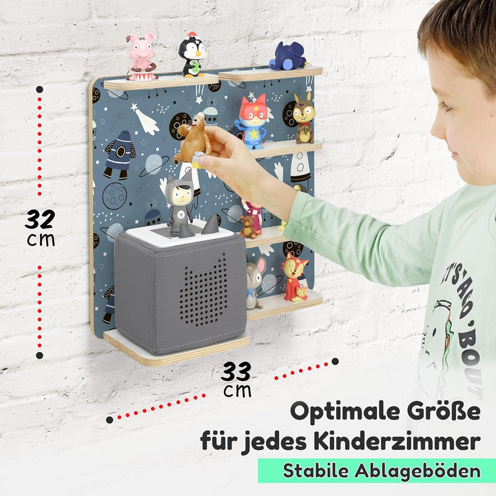 stadtecken Holzregal für Musikbox – Passend für Toniebox & ca. 30 Tonies | Perfekte Aufbewahrung für