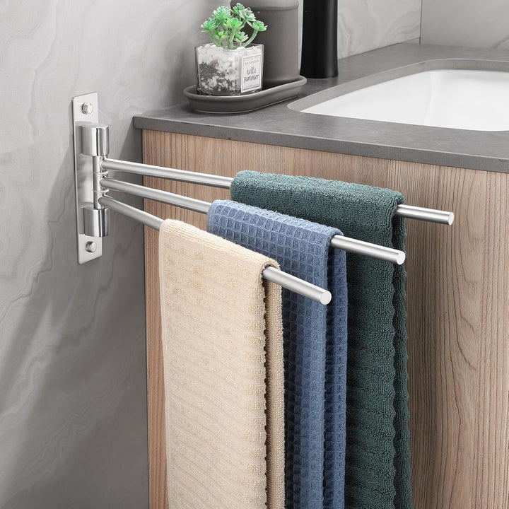 Handtuchhalter mit Bohrmontage 180° Schwenkbar 3-armig Handtuchhalter aus SUS304 Edelstahl Gebürstet