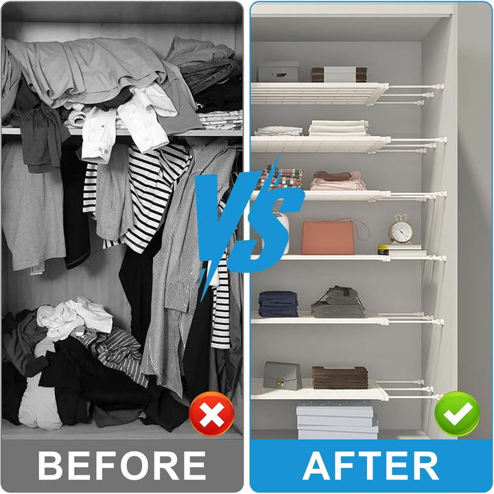 BOYIFEIJIE Stapelbarer Schrank Organizer - Verstellbares Regalsystem ohne Bohren - Weisses Metallges