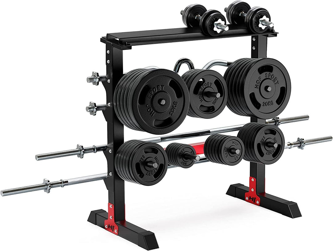 Hop-Sport Hantelständer Hantelscheiben-Ständer Ablage für Gewichte, Langhanteln und Kurzhanteln