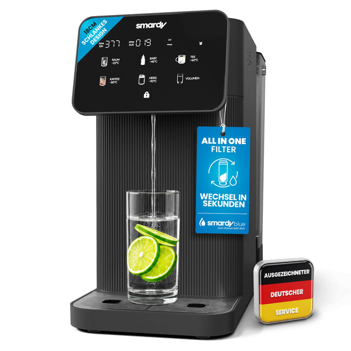 smardy blue tayma Osmoseanlage Auftisch, 5 Temperaturen, Heisswasser 90 °C | 5-stufige Umkehrosmosea
