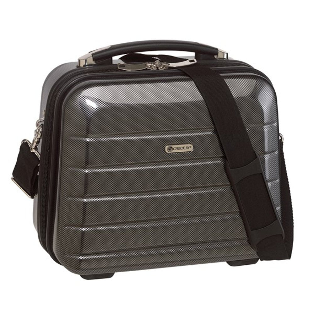 Beauty Case schwarz Carbon mit Boarding size aus Polycarbonat und ABS Materialmix 1300 Gramm aufstec