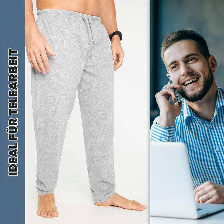 CityComfort Herren Schlafanzughose Lang mit Seitentaschen &amp; elastischem Bund, 2er Pack XXL Bund mit