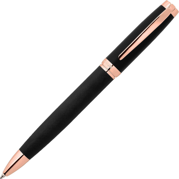 Cerruti Kugelschreiber 1881 Myth aus Messing in der Farbe Schwarz-Roségold, Schriftfarbe Schwarz, Lä