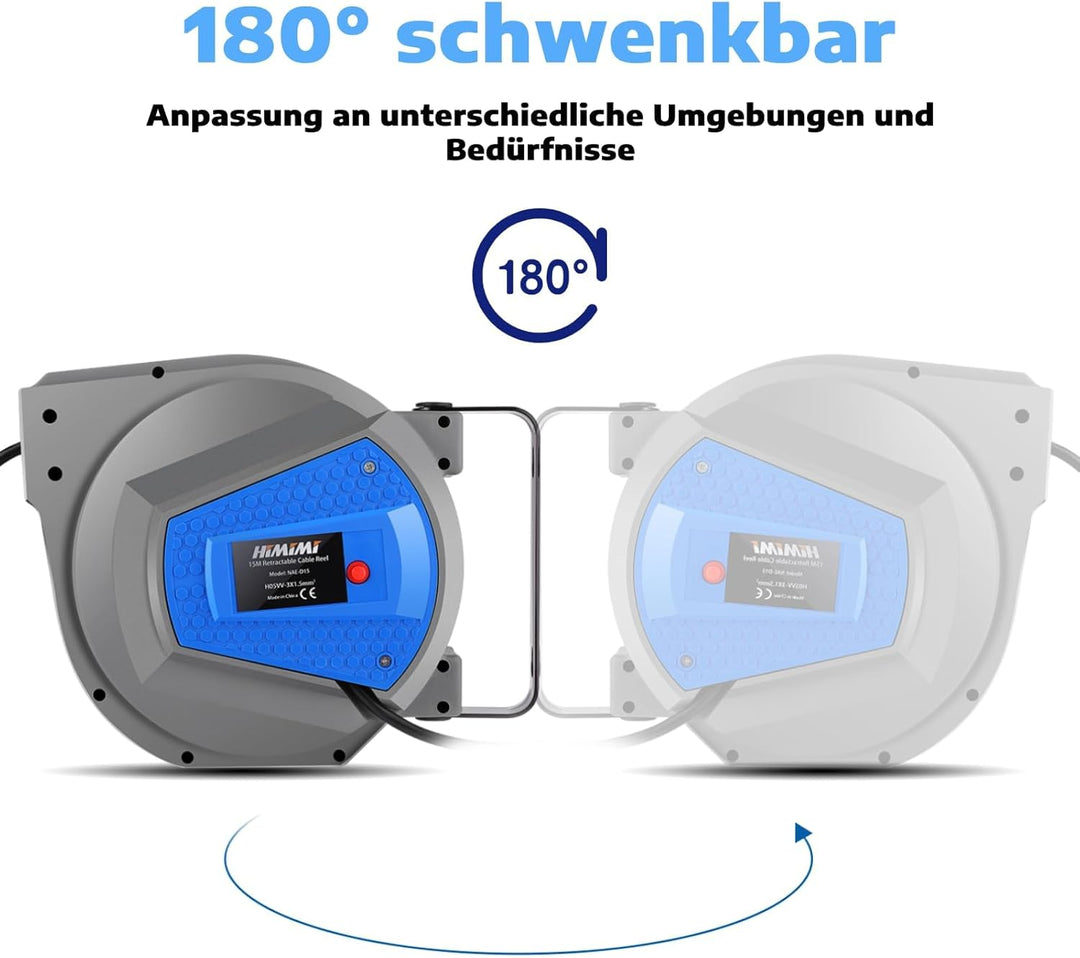 Himimi Automatik Kabeltrommel | 180° Wand Und Decke Montierte Einziehbare Stromtrommel | Geeignet fü