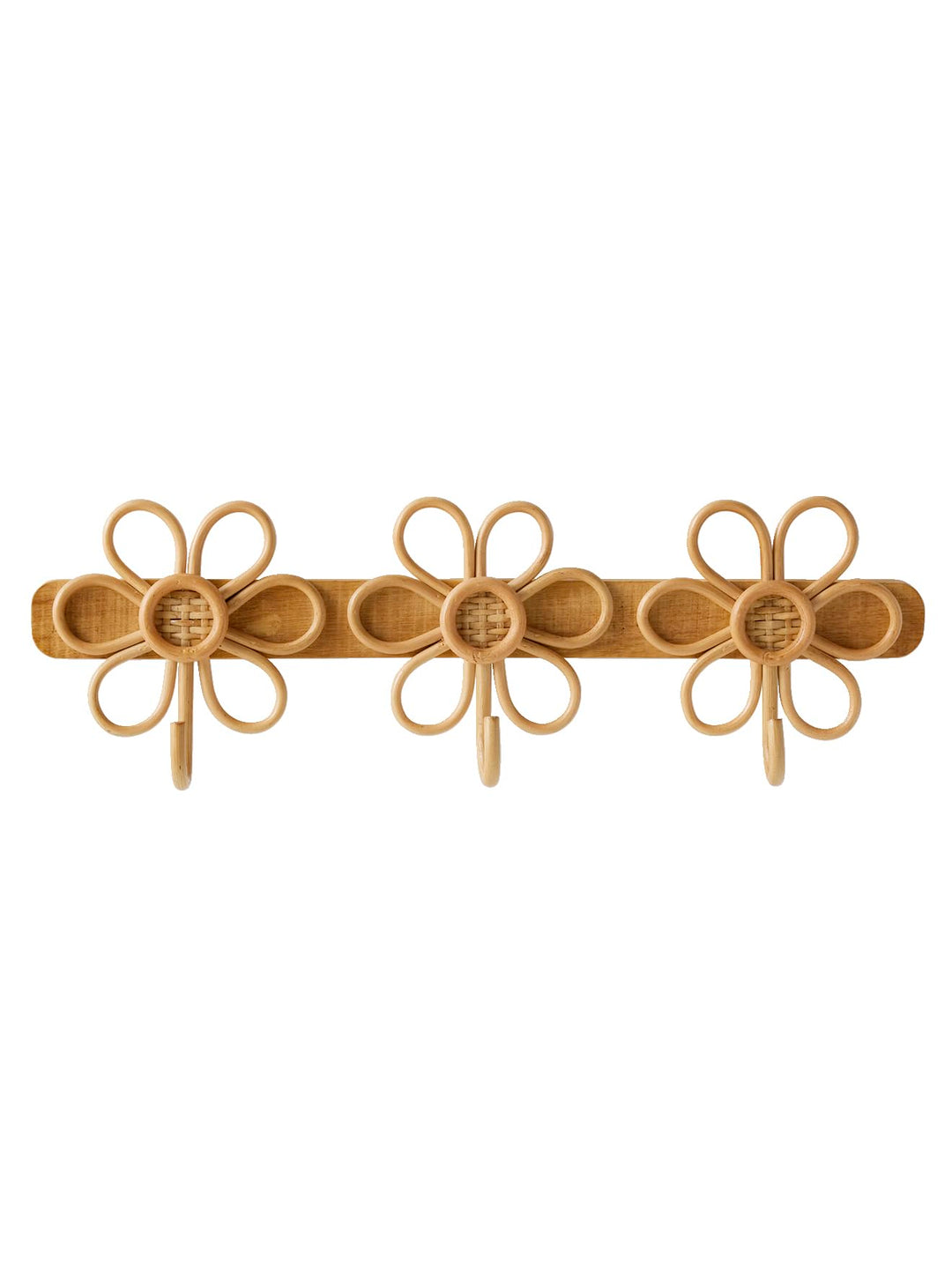 VERTBAUDET Kleiderhaken mit 3 Blumen aus Rattan, Holz, TU, Holz Einheitsgrösse