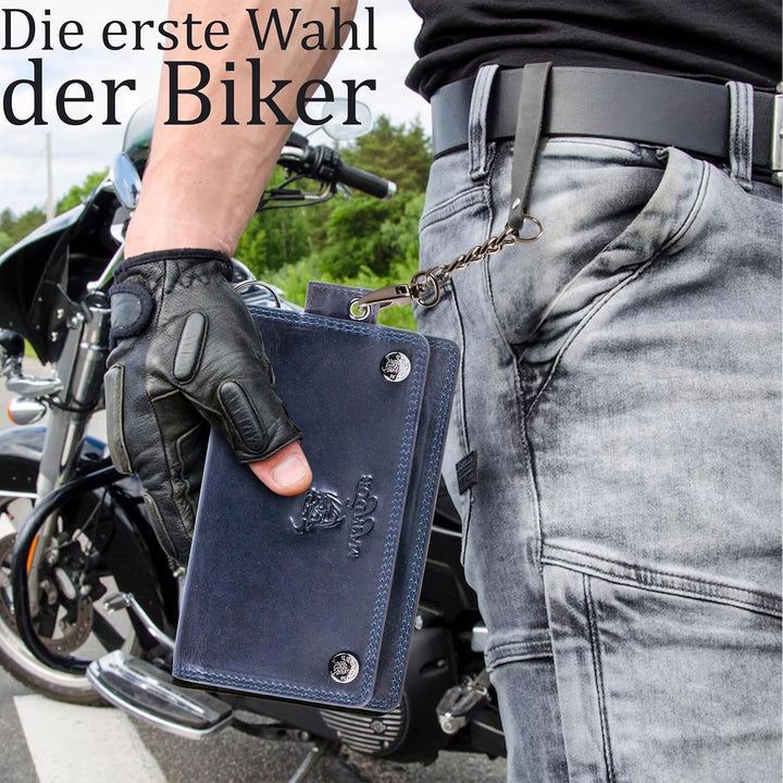 MATADOR Biker Geldbörse mit Kette Leder #Dallas mit edler Geschenkbox, Eleganter Geldbeutel mit Kett