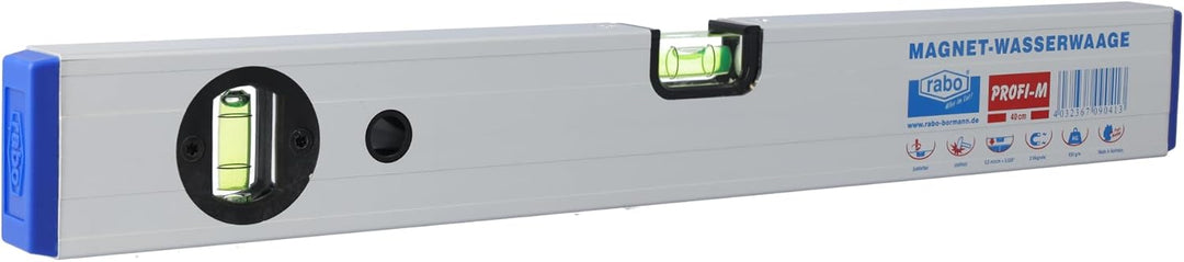 rabo Alu-Magnetwasserwaagen "Set M-1", 4-teilig, justierbar, Längen: 40 + 60 + 80 + 100cm Set magnet