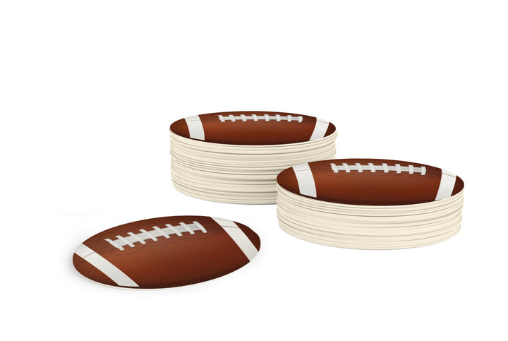 Untersetzer für Gläser mit Football I American Football Getränkeuntersetzer (50 Stück) aus Pappe (⌀1