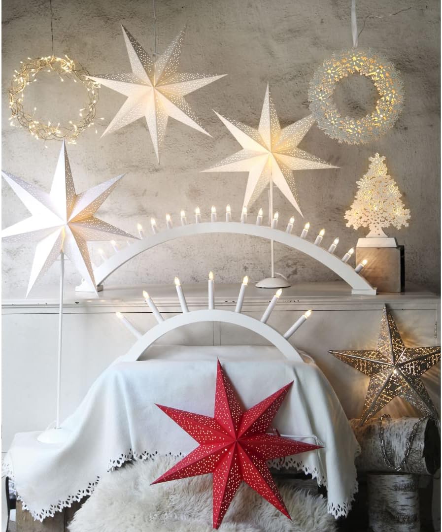 Star Trading Curly LED Wreath Window Light Christmas Warm White Made of Wire and Plastic in Silver T