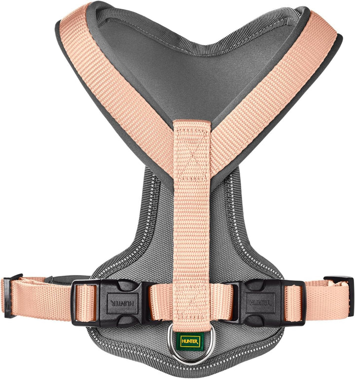 Hunter Hundegeschirr NEOPREN, Farbe: pfirsich/grau, strapazierfähiges Nylon, mit weichem Neopren gep