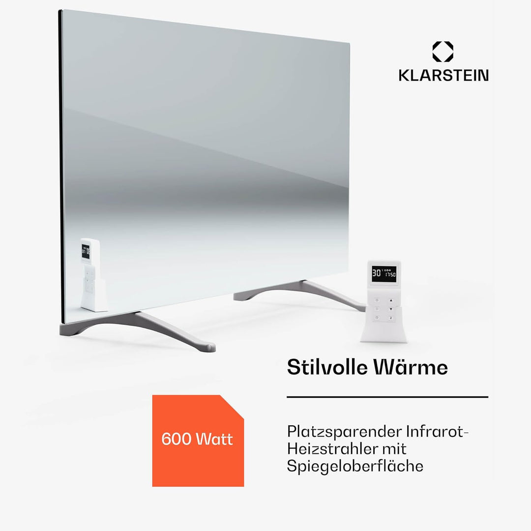 Klarstein Infrarotheizung mit Thermostat, 600W Elektroheizung, Smart Infrarotheizung zur Wandmontage