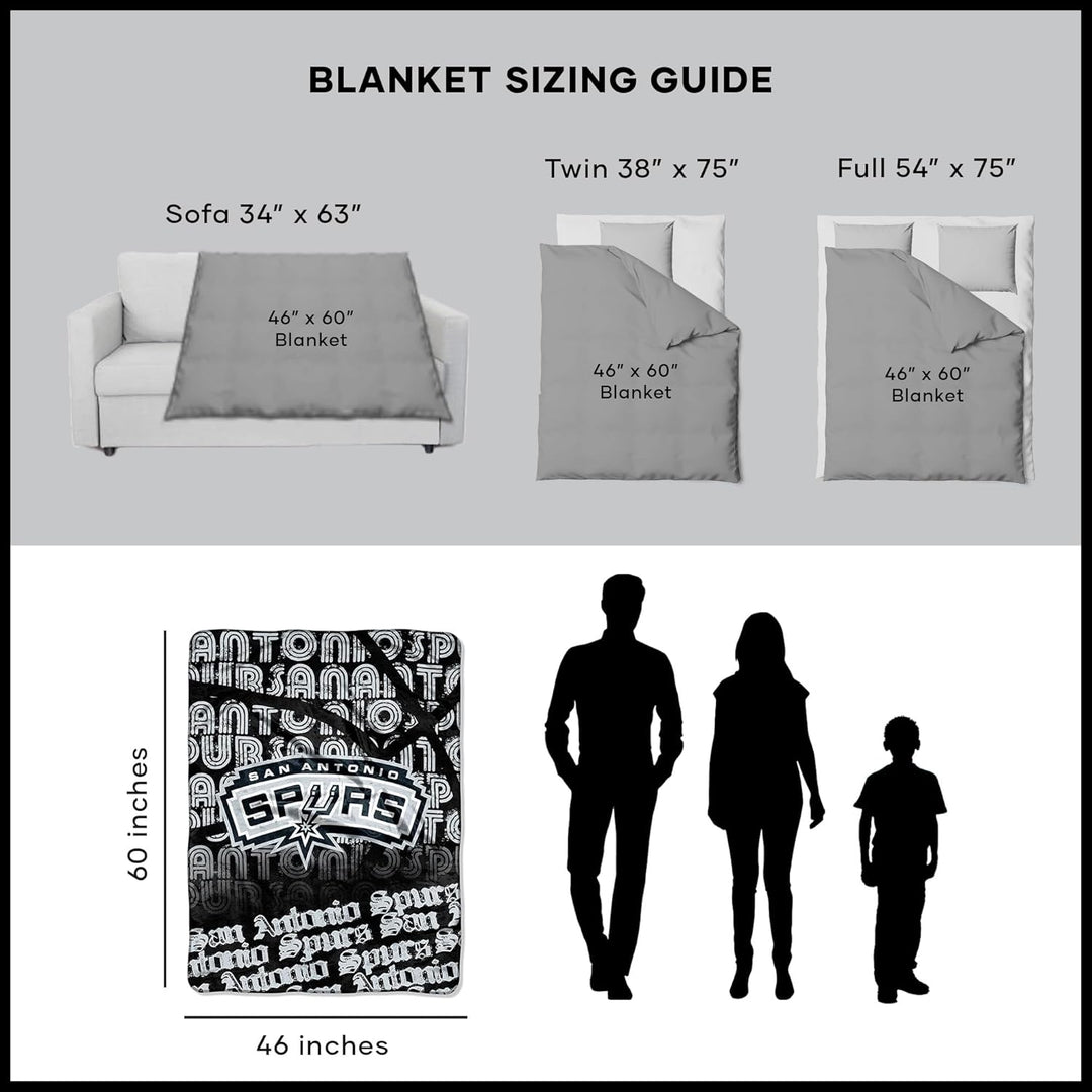 Offiziell lizenzierte NBA "Redux" Micro Raschel Überwurfdecke, mehrfarbig, 116,8 x 152,4 cm San Anto