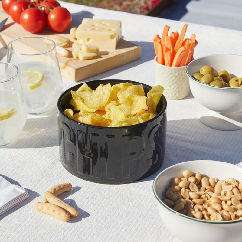 balvi Snackschale Chips Farbe Schwarz Die originelle und stilvolle Schale Fassungsvermögen 1 l Keram