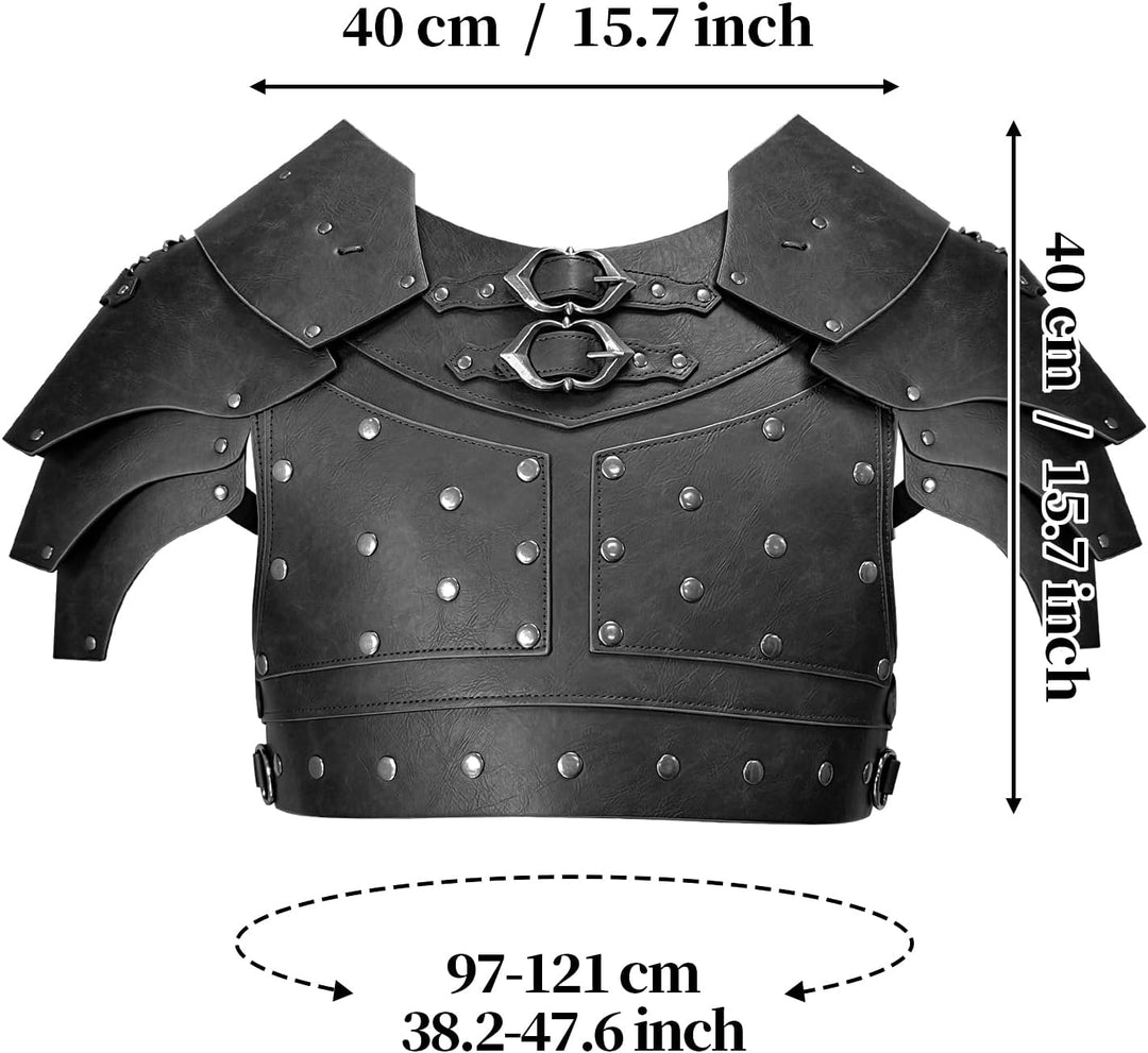 HiiFeuer Mittelalterliche Kunstleder-Brustpanzerung, Vintage Pauldron Schulter Rüstung Einstellbare