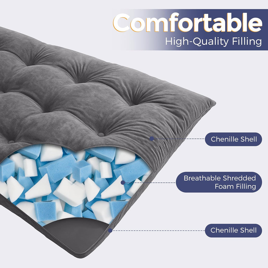 MAXYOYO Futon Matratze, Chenille-Stoff, 15cm Dick Bodenmatratze Verwendbar als Schlafsofa, Geknöpft