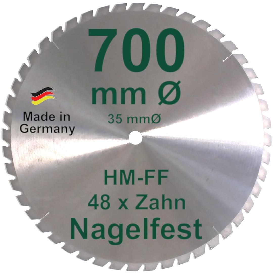 HM Sägeblatt 700 x 35 mm NAGELFEST FF Hartmetall FSP Kreissägeblatt 700mm für Bauholz Schalholz Leim