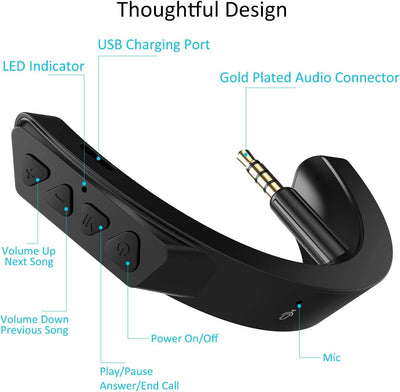 YOCOWOCO Drahtloser Bluetooth 5.0 Adapter für Bose QuietComfort QC25 Kopfhörer, aptX/MIC/Lautstärker