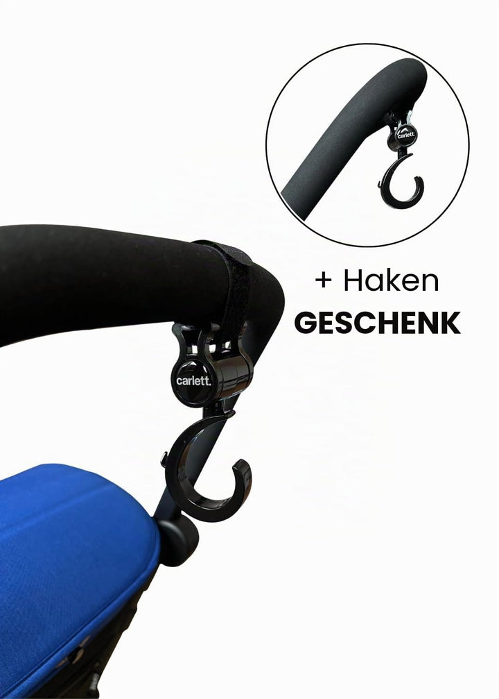 Carlett – Classic Duo | Faltbarer Einkaufswagen mit Gratis-Haken | Robuster Einkaufswagen | 4 Räder
