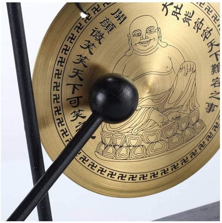lachineuse - Lachender Buddha-Gong - Tibetischer Buddha-Gong - Zen-Dekoration aus Holz & Kupfer - Ch