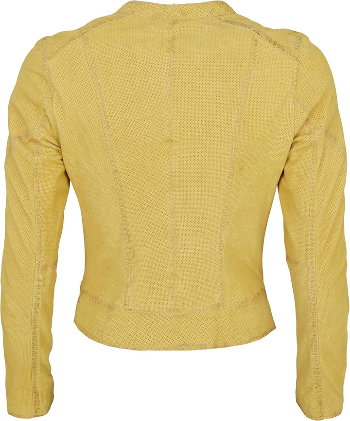 MAZE Damen Lederjacke Mabel S Gelb, S Gelb